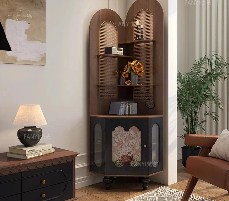 ZYY medieval solid wood triangular cabinet household corner rack integrated wall storage cabinet