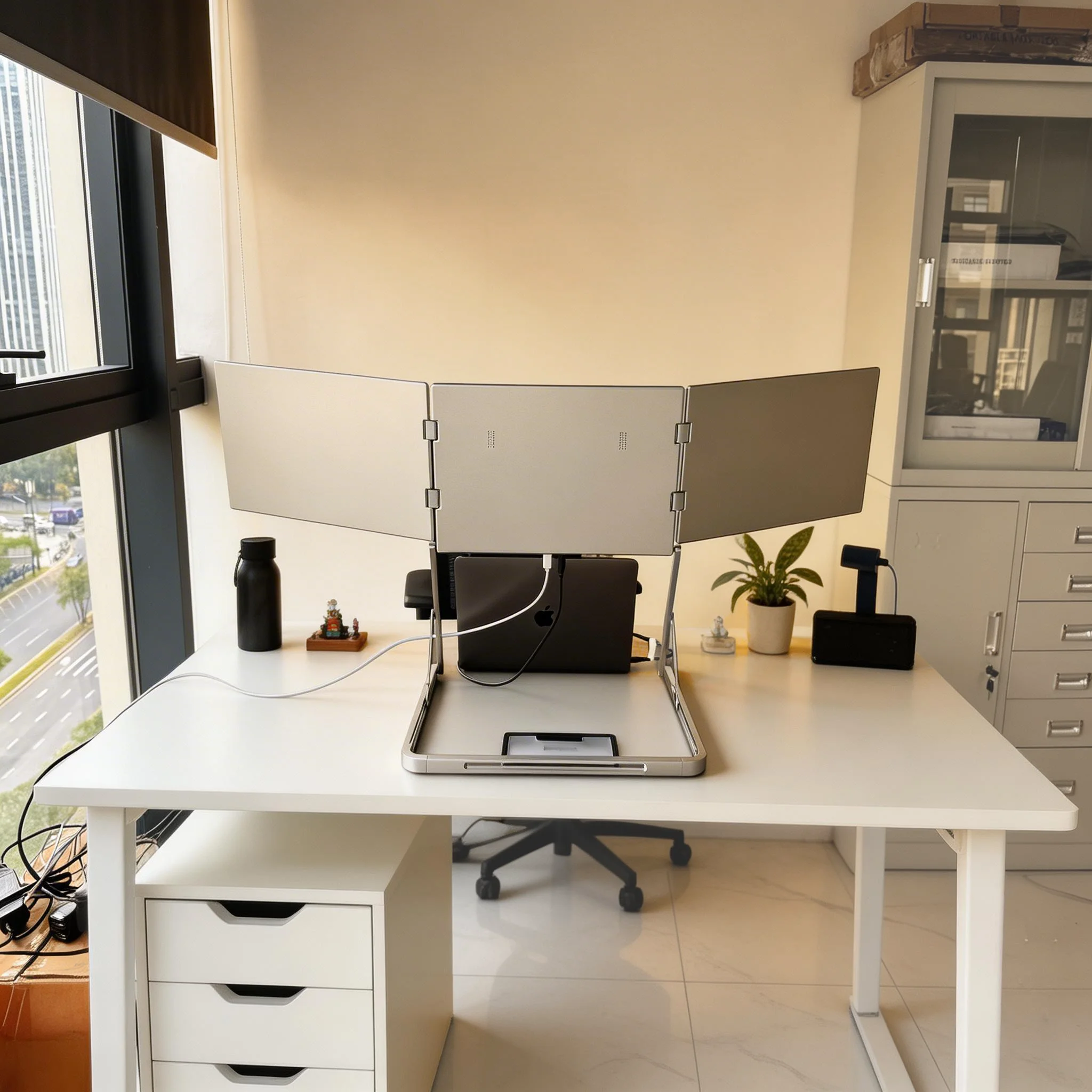2026 NEW TriCreate 15.6 Inch 1080P FHD USB- Laptop Aluminum Travel Monitor Type-C Interface Triple Screen IPS Monitor Sliver
