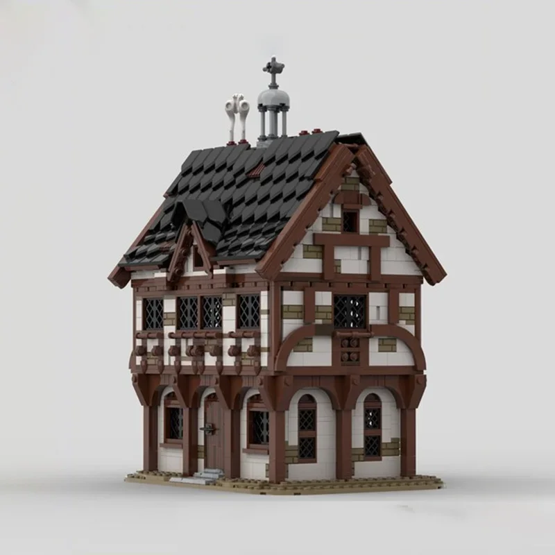 1548 stks MOC Middeleeuwse Markt Huis 2 Kasteel Modelbouw Kerstcadeaus Blokken Architectuur DIY Onderwijs Baksteen Speelgoed Kinderen