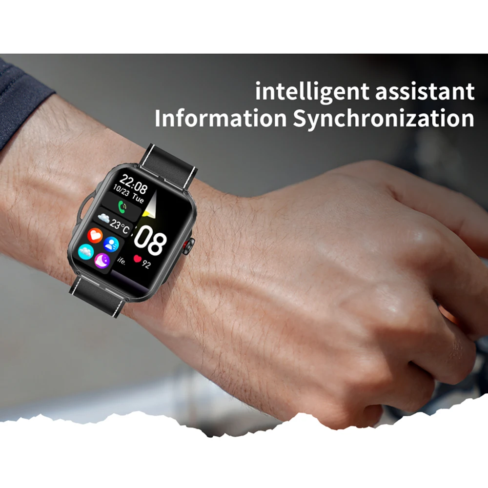 2.02 "HD شاشة الرجال النساء مصباح ليد جيب الرياضة في الهواء الطلق اللياقة البدنية ساعة ذكية بلوتوث دعوة معدل ضربات القلب الموسيقى مقاوم للماء Smartwath