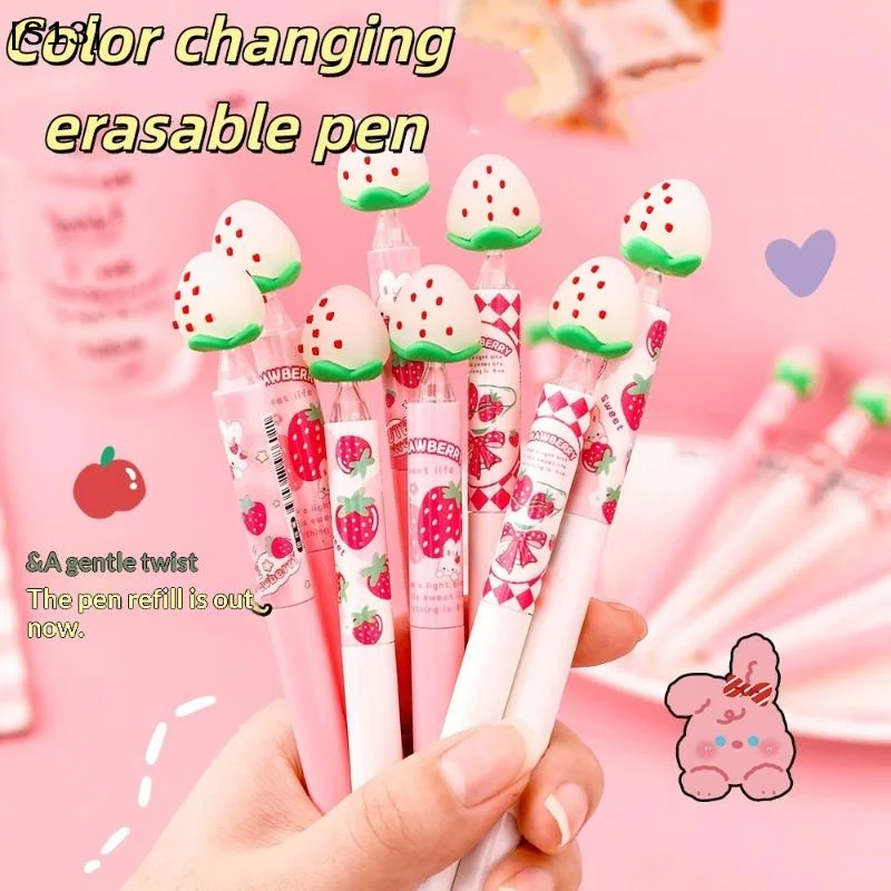 4/5Pcs Cute Strawberry Erasable Pen Light Absorption Color Changing Pen Light Absorption Color Changing Pen Office Supplies[S13]