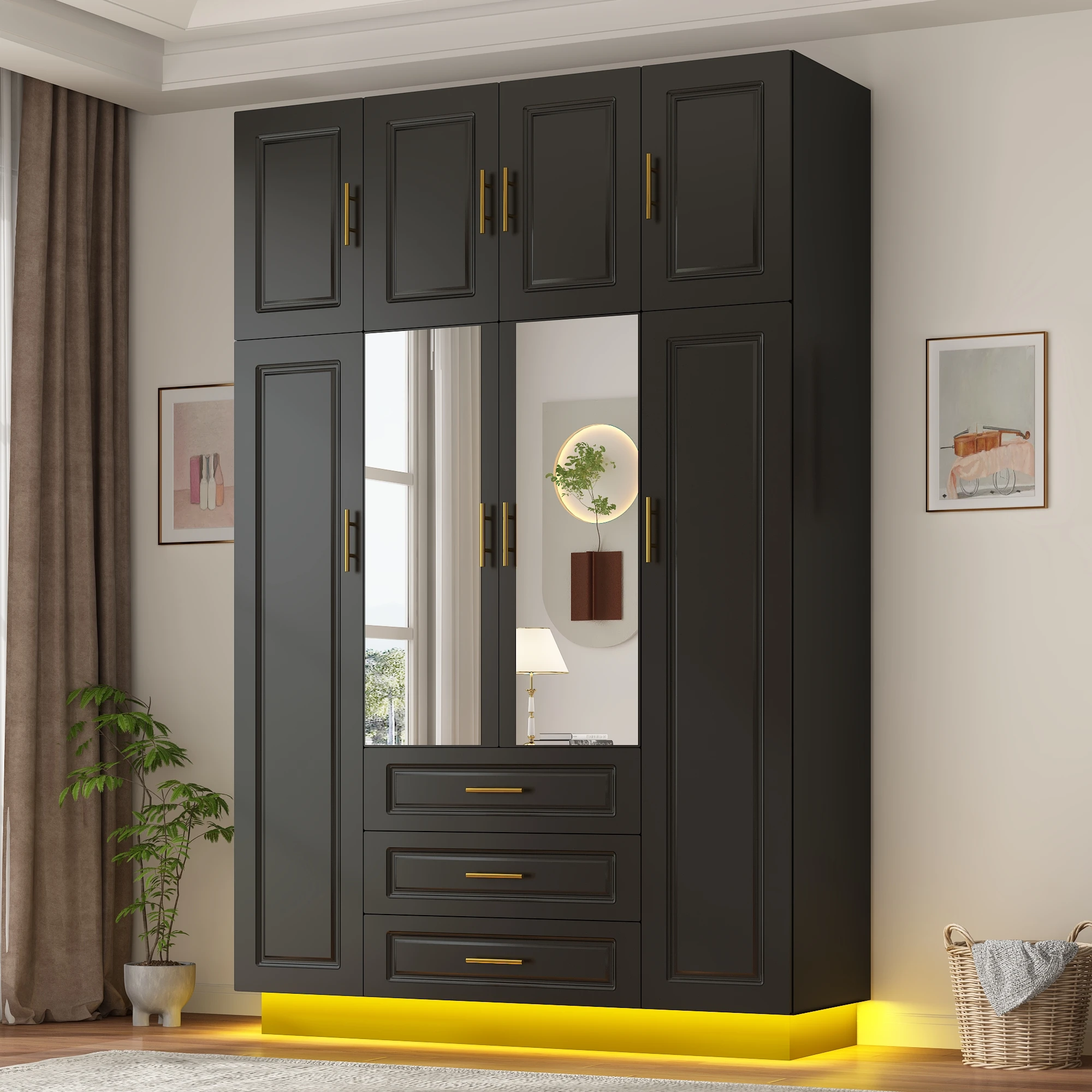 4 Door Led Armoire …