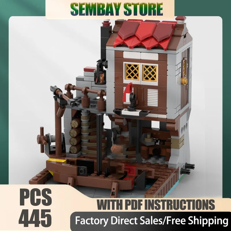 

Medieval Castle Moc Building Bricks Shipyard Module for Seaside Market Technology Blocks Christmas DIY Toy Construction Gift