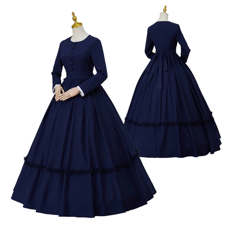 (In Stock) New !!! 18th Century Civil War Southern Belle Ball Gown Theater Blue Dress Renaissance Theater Blue Princess Dress