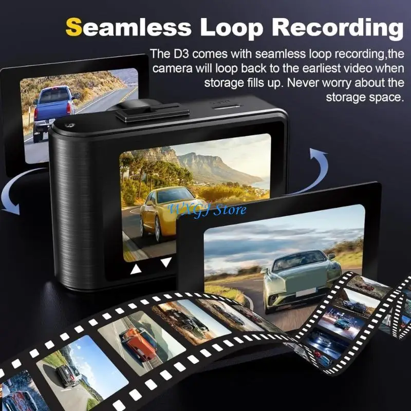 

37JE 170° Wide Recorder 4K 1080p Front Rear Camera Built In 64G TF Card Loop Recording WiFi & APP Control Camera