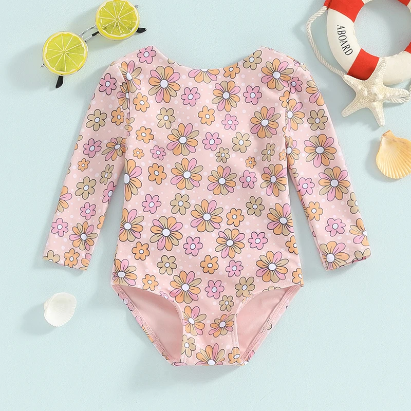 0-4 Years Kids Baby Girls Swimsuit Bikini Backless Sun Protection Cute Tie-Up Flower Print Swimwear Suit Fashion Beach Wear