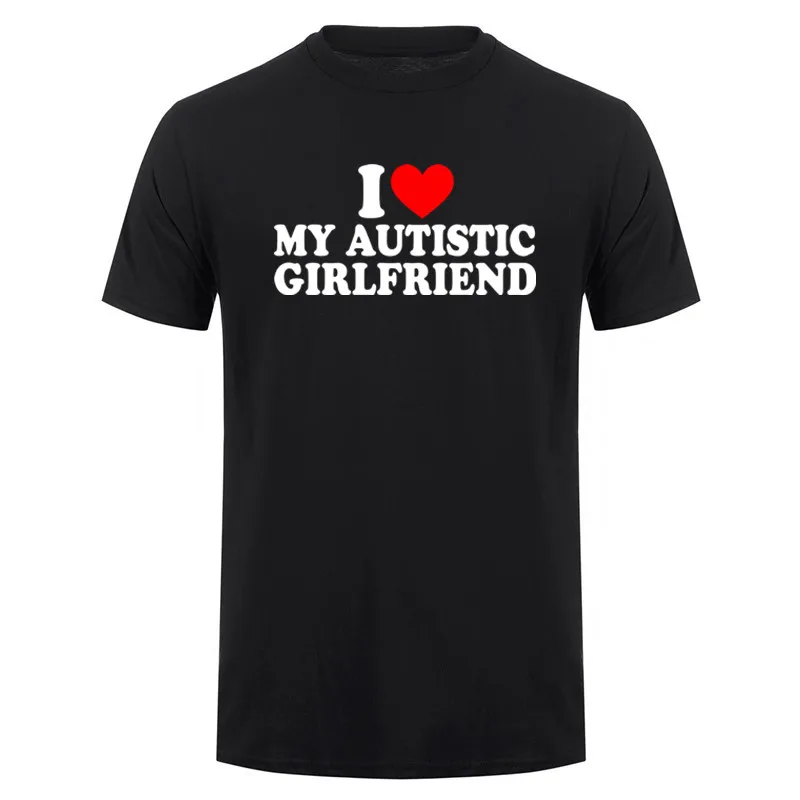T-Shirt „I Heart Love My Autistic Boyfriend Girlfriend“, lustiges Geburtstagsgeschenk, T-Shirt, 100 % Baumwolle, Unisex, individuelle T-Shirts DY-391 – Detail 3