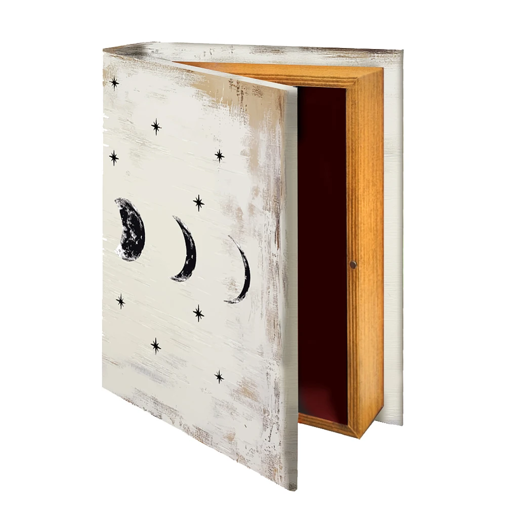 Moon Faux Book Storage Boxes Book Shaped Storage Box Lunar Fake Books for Decoration Fake Books Box Wooden Hollow Trinket Photo