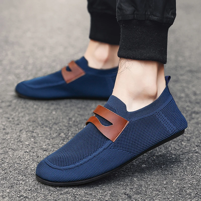 

MAEDEF Round Toe Flat Shoes Solid Color Men Slip on Shoes Casual Breathable Comfortable Men Mesh Loafer Shoe Outdoor Loafers Man