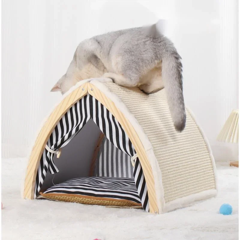 Sisal Integrated Cat Nest Winter Warm Pet Haven Four Seasons Universal Cat Tent Multi-Functional Cat Scratching Board