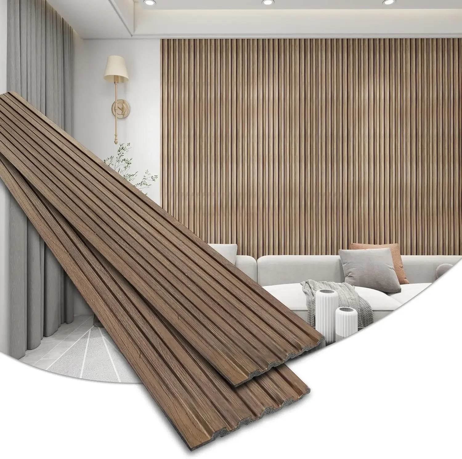 16 Pieces Textured Wood Grain Wall & Ceiling Panels Kit 3D Fluted Accent Panels Home & Commercial Decor