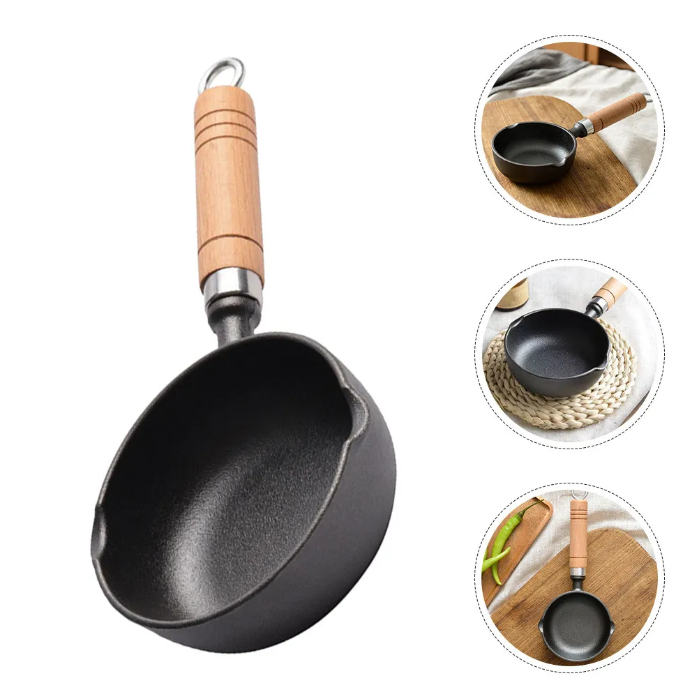 

2 Pcs Cast Iron Serving Skillet Metal Boiler Bowls Milk Boiling Pan Cookware Cheese Melting Pot