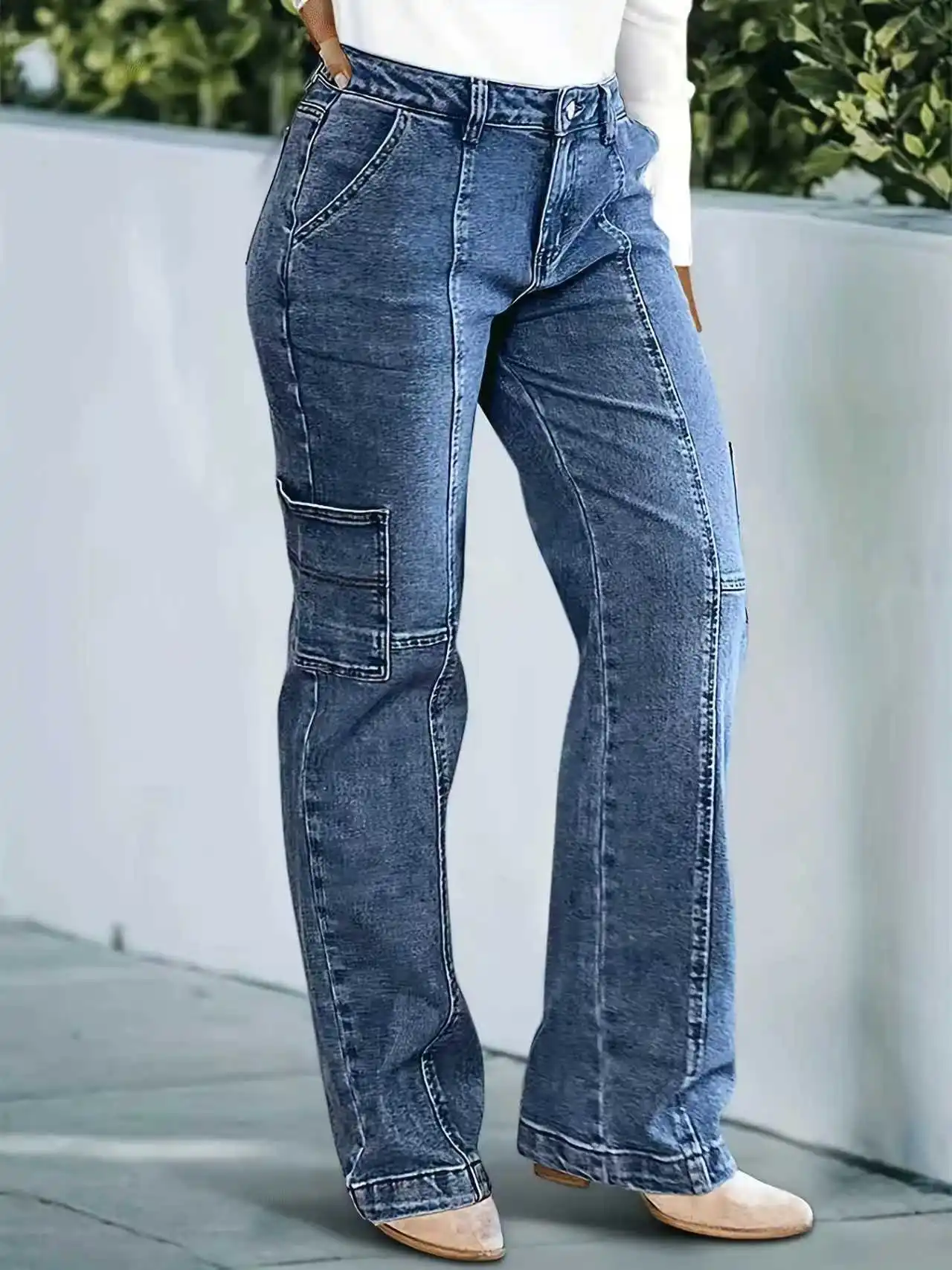 

Женские повседневные джинсы приталенного кроя; винтаж; эластичный; средняя посадка; модный; джинсы с несколькими карманами.