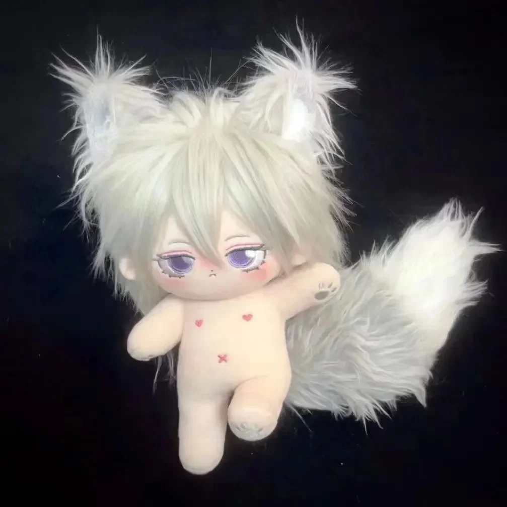 20cm Anime  Attribute Tomoe White Hair Handsome Cosplay  Plush Doll Cotton Body Dress Up Clothes Outfit Stuffed Toys