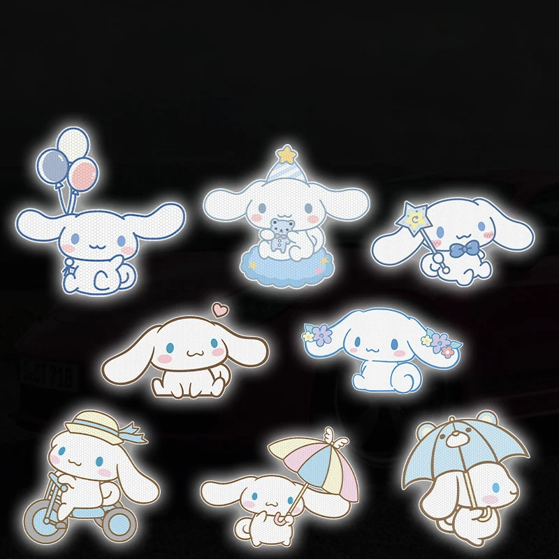 Sanrio Cinnamoroll Reflective Car Door Sticker Motorcycle Decoration Sticker Automobile Trunk Reflective Warning Safety Tape