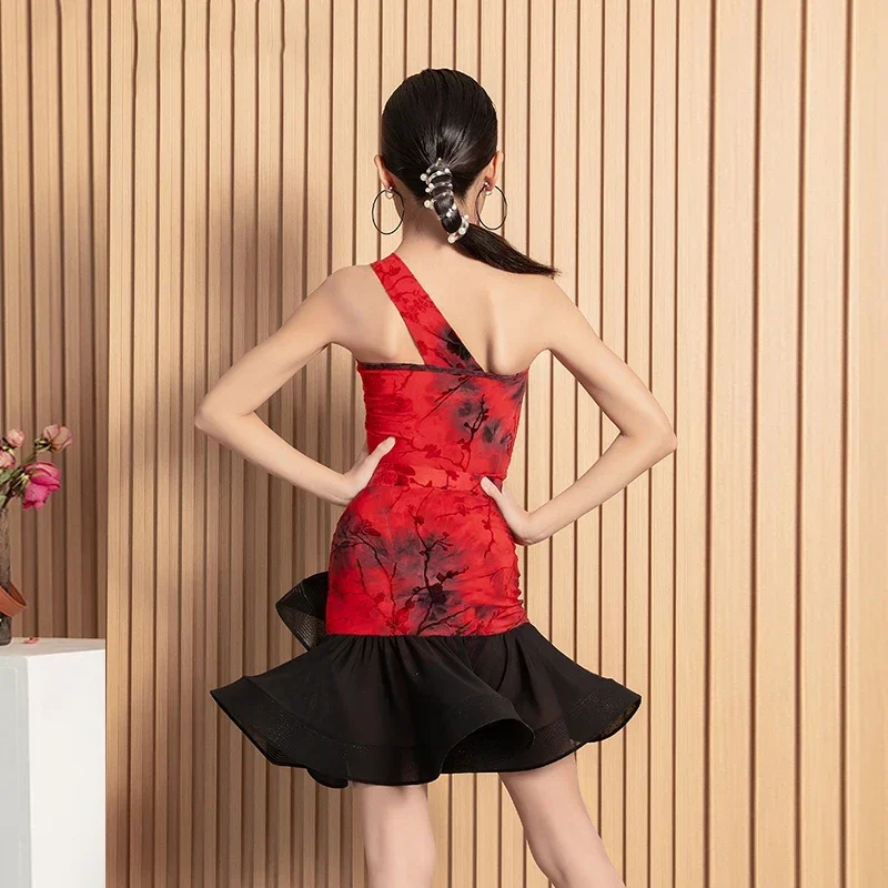 مجموعة الرقص اللاتينية الجديدة للفتيات فستان ممارسة السامبا الفالس التانغو الأحمر للأطفال ملابس أداء الرقص زي الرقص