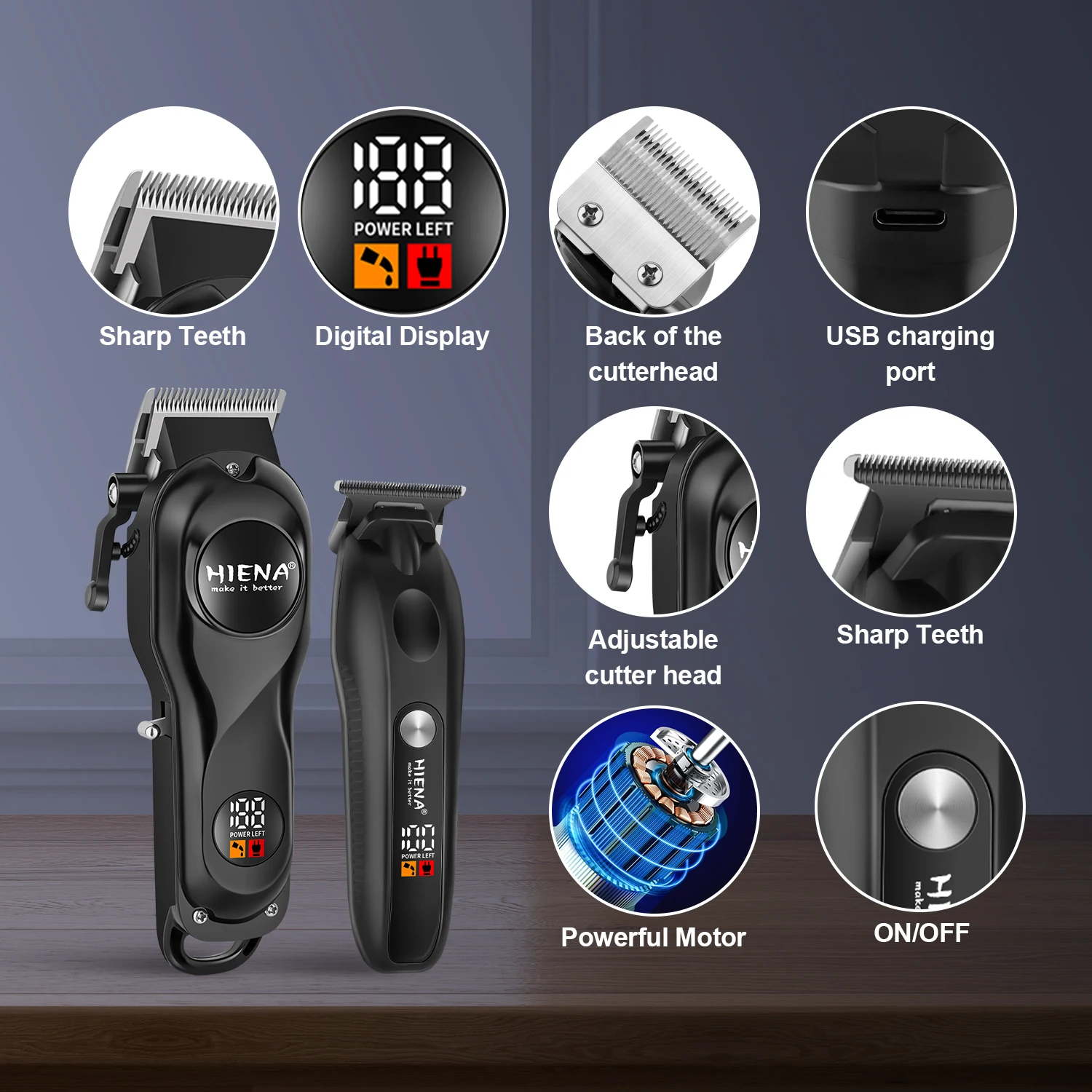 

Профессиональный набор машинок для стрижки волос с триммером, беспроводные машинки для стрижки с цифровым дисплеем, время работы до 120 минут