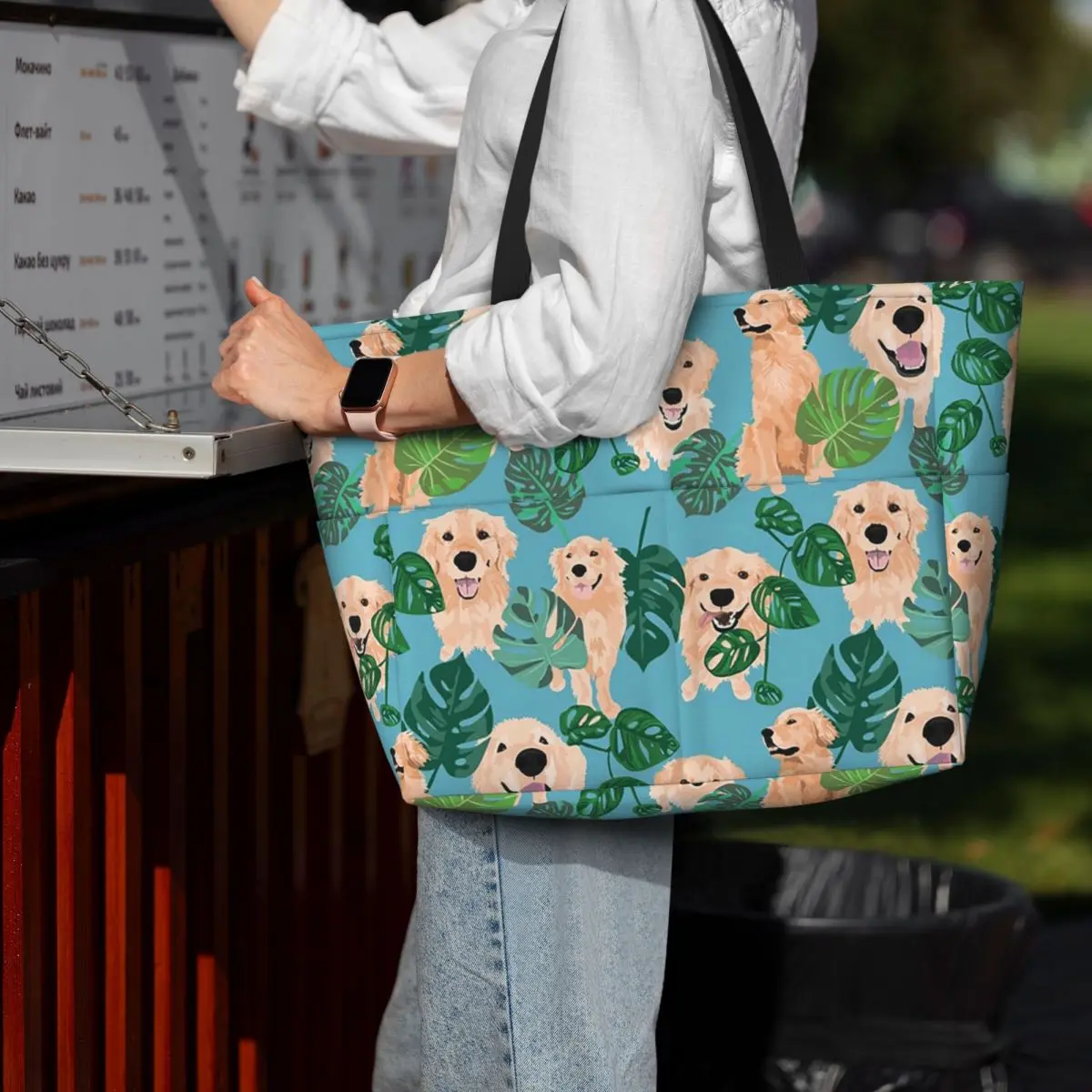 

Golden Labrador Retriever Dog Tropical Beach Tote Bag Sport Gym Yoga Duffle Large Tote Bag Women Travel Bag Fitness bag