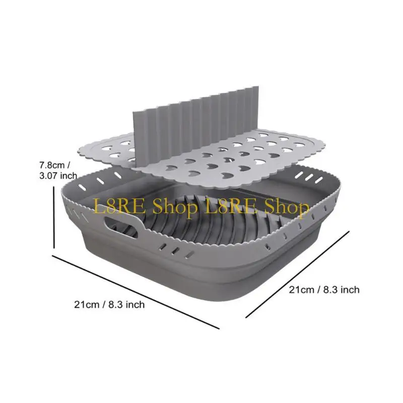 L8RE 에어 프라이어 실리콘 바구니 플레이트 스퀘어 재사용 가능한 에어 프라이어 요리 액세서리 접이식 공기 프라이어 도구 베이킹 몰드
