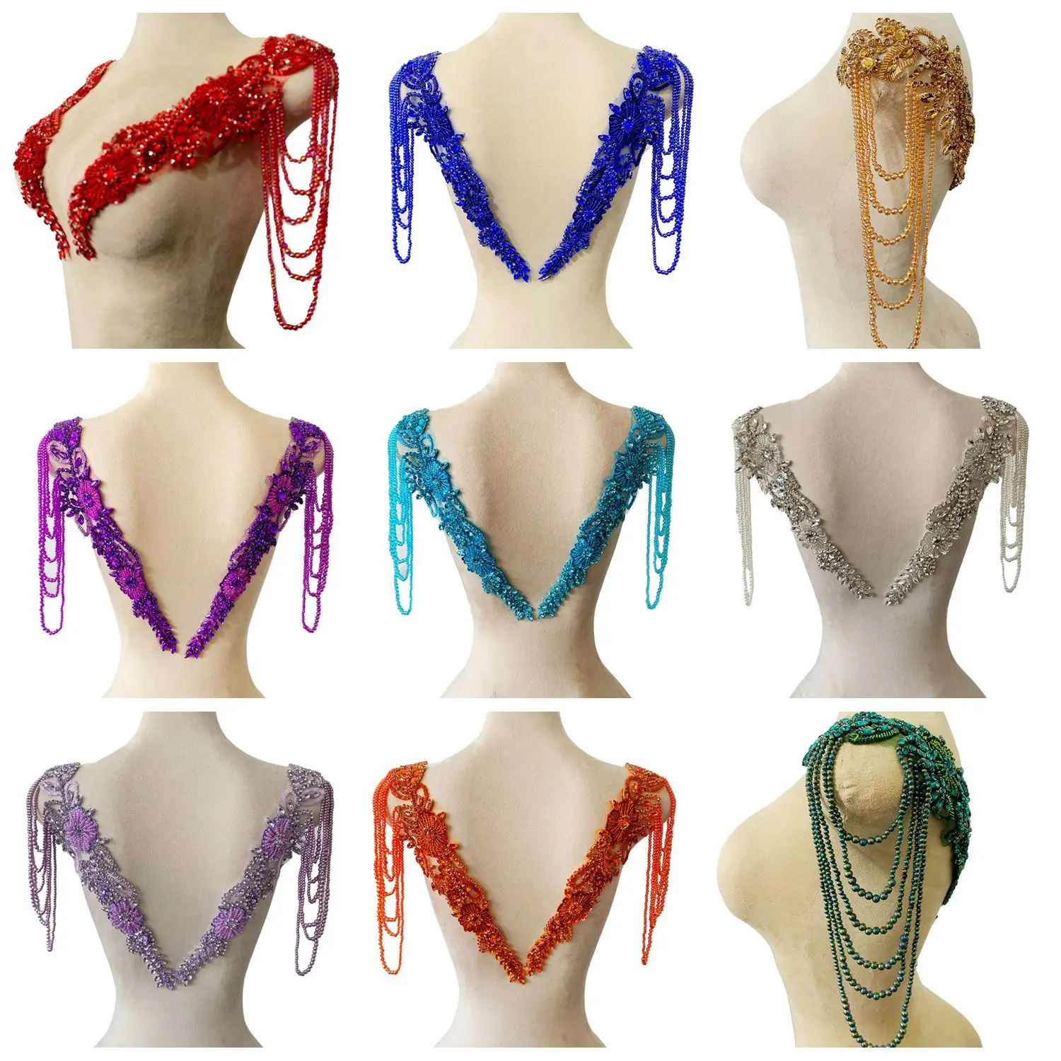 14 Color Customize Beaded Bubble Tassel Shoulder Accessories Tulle Apparel Decoration Dress Luxury Handmade Hot Diamond Material