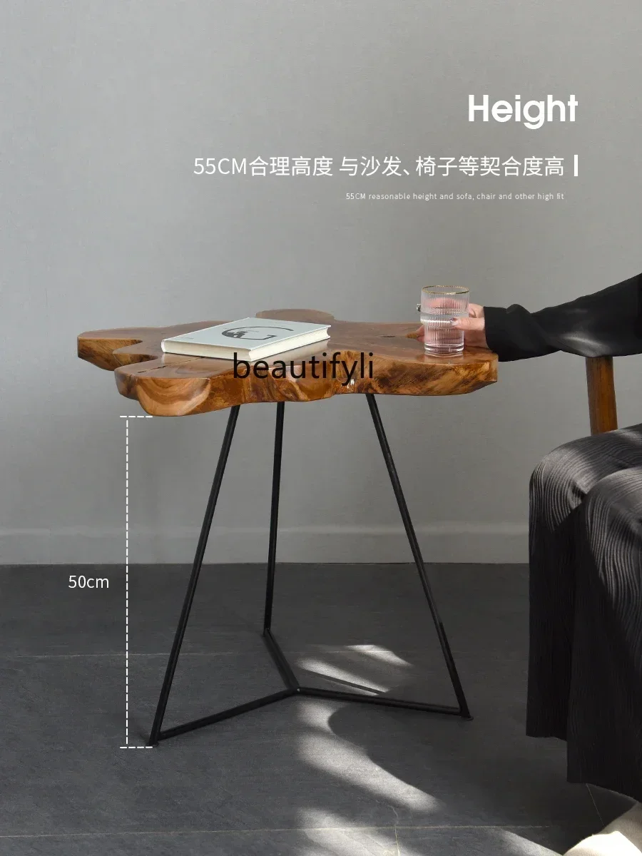 طاولة ls 04Teak edge، طاولة قهوة خشبية، أثاث من الخشب الصلب B & B inn Nordic