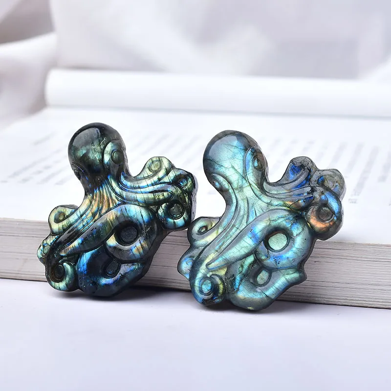 Labradorite Octopus Aquarium Home Decorations Crystals Valentine's Day Room Decor Garden Rock Trust Decoration Crystal Gift