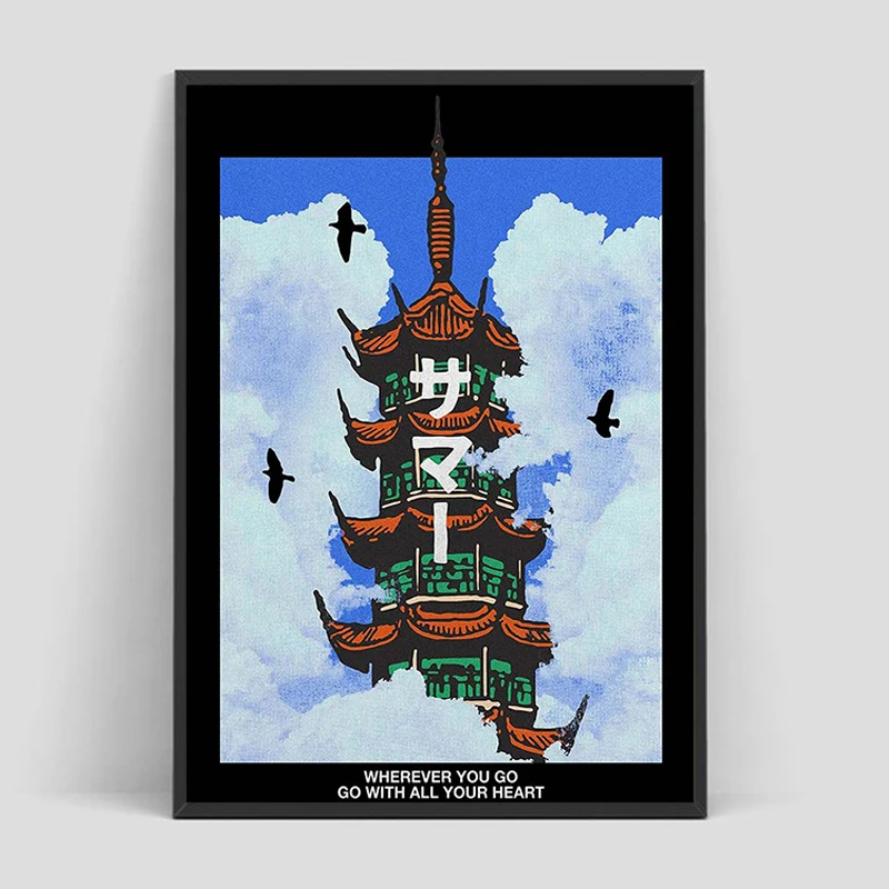 

Japan Okinawa Green Tourism Willow Sunset Canvas Poster Classroom Decorations for Home Bedroom Decoration Living Room