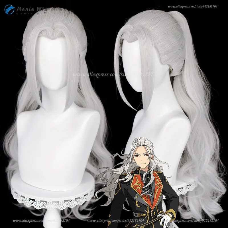 ES  Ran Nagisa Cosplay Wig 75cm Silver Grey High Ponytail Wig Heat Resistant Synthetic Hair Anime Wig + Wig Cap