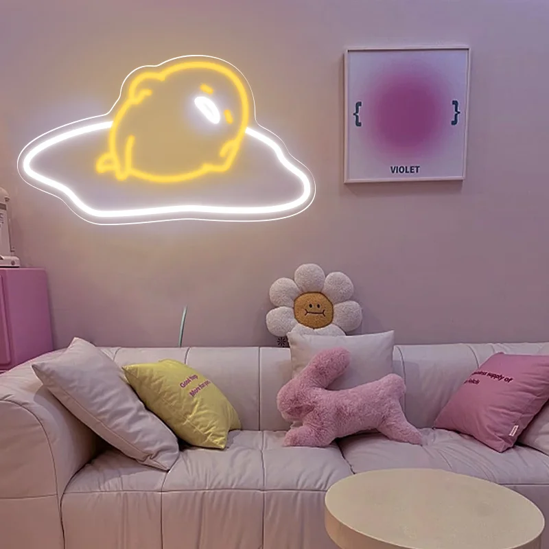 سانريو كسول البيض النيون USB بالطاقة LED النيون جدار ديكور لغرفة النوم غرفة الألعاب غرفة الطفل هدية مثالية للبنين فتاة #3