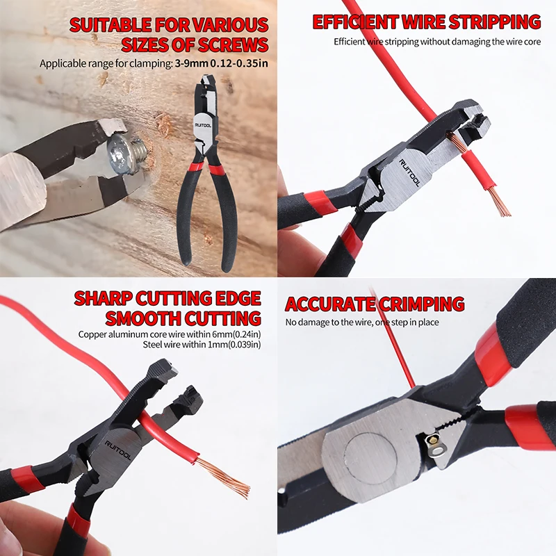 5.9\'\' Screw Remover Pliers High Carbon Steel Extraction Pliers Unique Non-Slip Jaws Combination Pliers with Glue Coated Handle