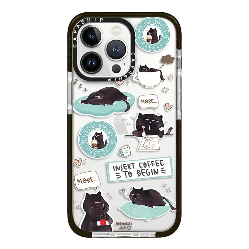 Cartoon Cute Sleeping in Cat Case For iPhone 15 14 13 12 11 Pro X XS XR Max 7 8 Plus SE 2 3 Soft TPU Shockproof Back Cover Capa