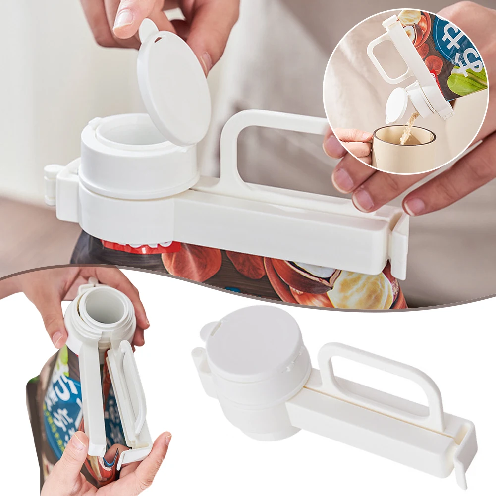2-in-1-Versiegelungsclip für Lebensmittel, Frischhalte-Snack-Versiegelungsclip mit Ausgießer, feuchtigkeitsbeständiges Versiegelungsgerät für die Aufbewahrung von Lebensmitteln und Snacks
