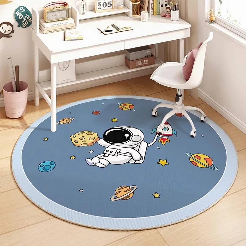 VIKAMA Niedlicher runder Kristall-Samt-Teppich mit Cartoon-Motiv für Wohnzimmer, Couchtisch, Schlafzimmer, Nachttisch, Garderobe, Fußmatte, Heimdekoration