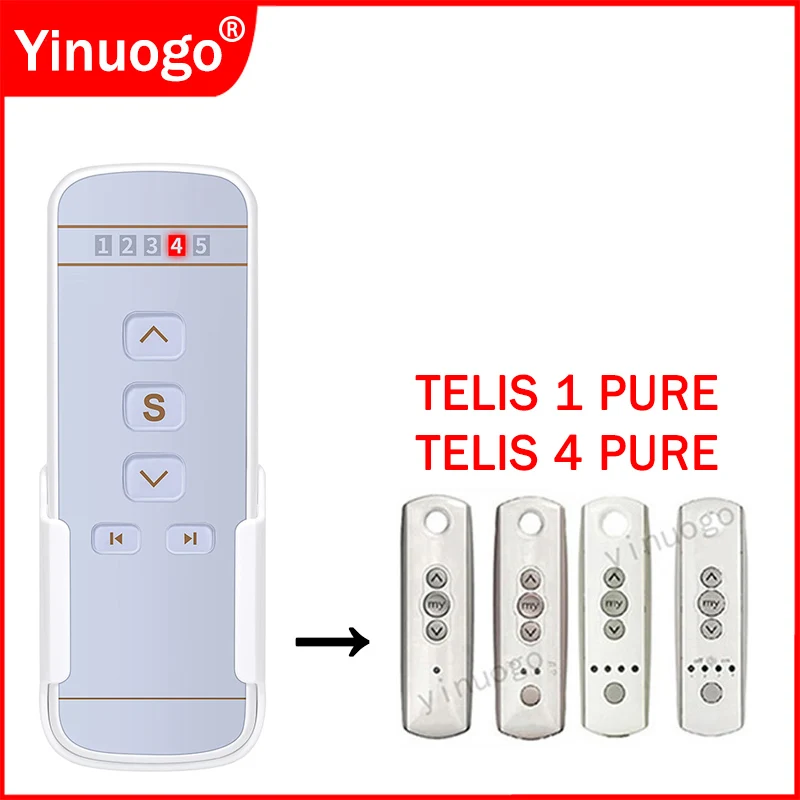 

TELIS 1 4 PURE 1810633 1810632 1810632A 1810631 433.42MHz Curtain Remote Control 5 Channel Replacement Window Curtain Controller