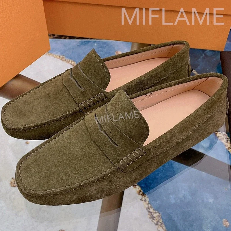 

Туфли мужские с круглым носком, универсальные лоферы, круглый носок, плоская подошва, повседневные, для вождения, Ретро стиль, на весну-осень