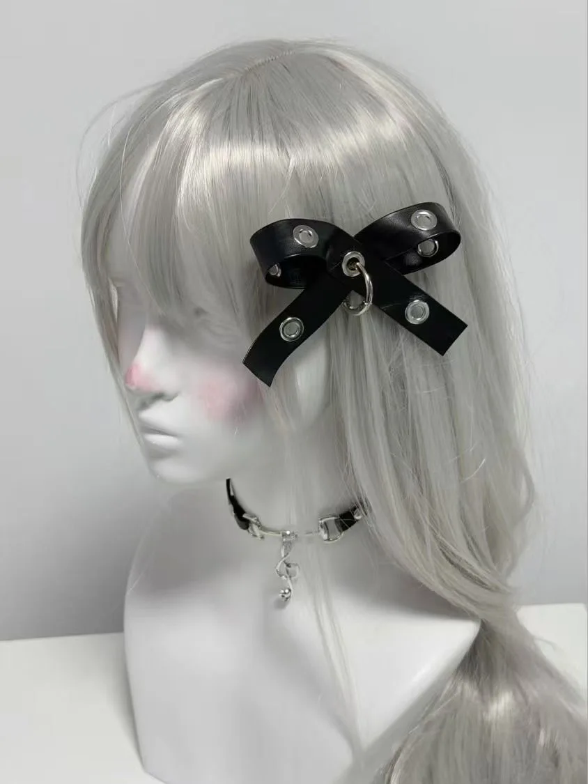 1Pair New Handmade Black White Subculture Hair Clip Original Belt Bow Retro Punk Dark Gothic Girl Hair Clip Decoration