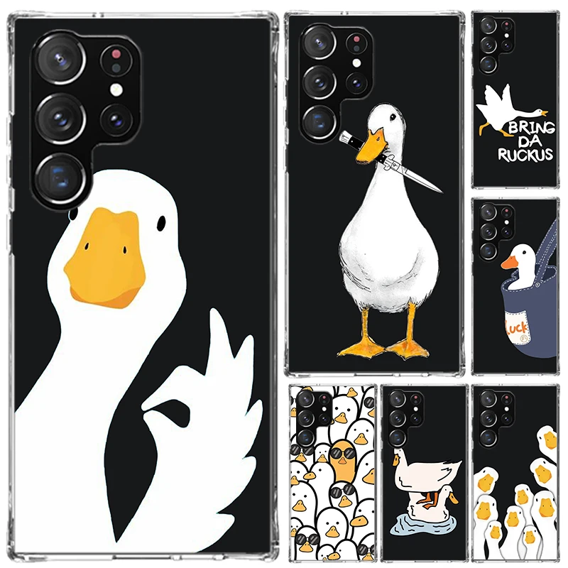 Cartoon Duck Goose Game Phone Case for Samsung Galaxy S26 S24 S23 Ultra S25 Edge S22 S21 Plus S20 FE + Soft Print Shell Funda Ga