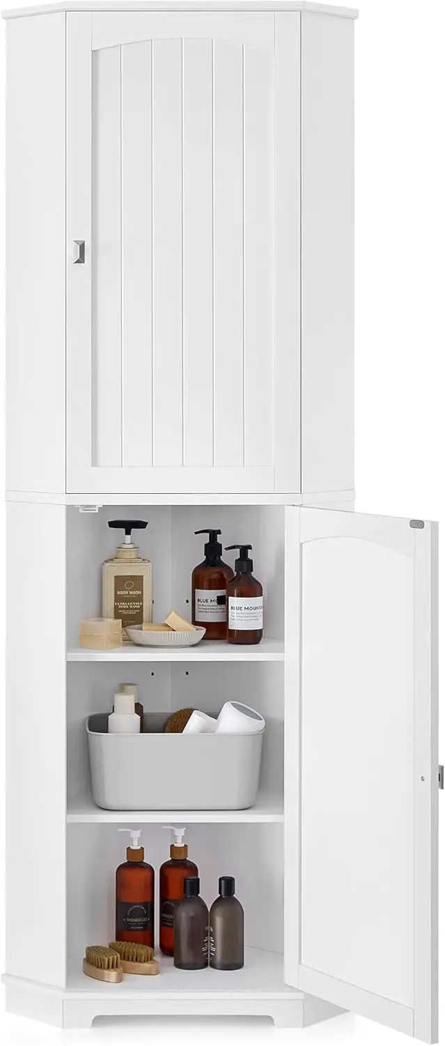 

Cabinet, Bathroom Storage Cabinet with 2 Doors and 4 Adjustable Shelves, for Bathroom, Kitchen, Living Room, Modern Farmhouse