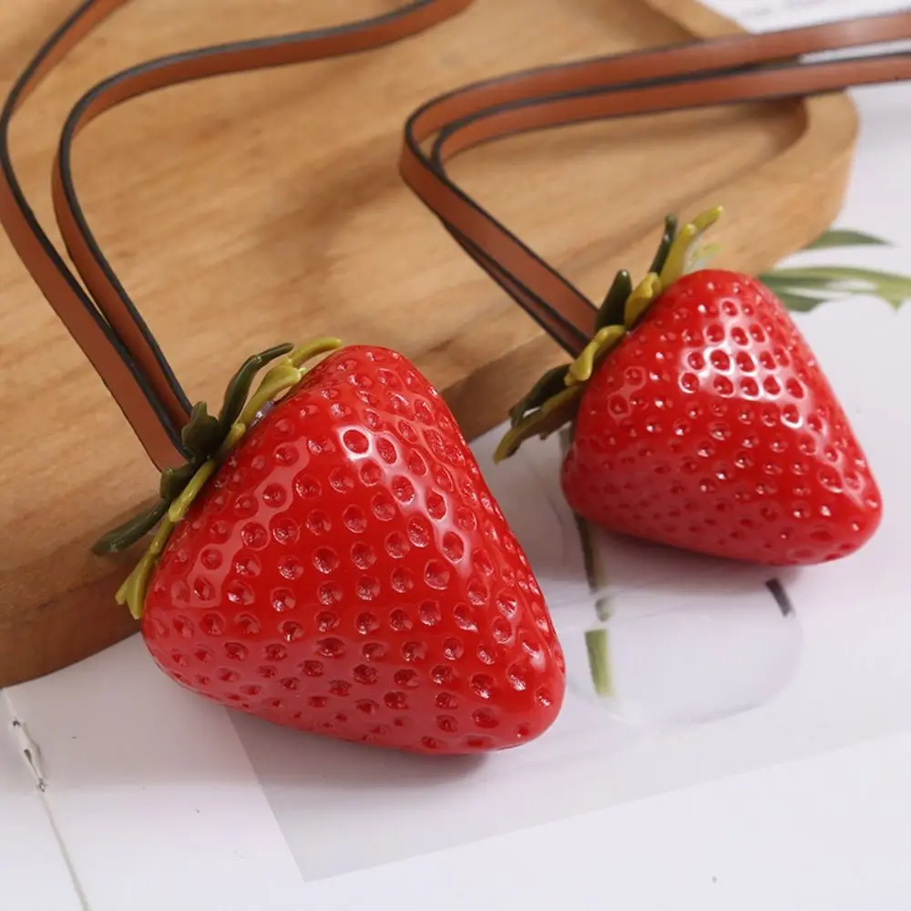 Funny Waterproof Strawberry Key Ring Resin 3D Design Keychain Handmade Fruit Pendant Girls Accessories