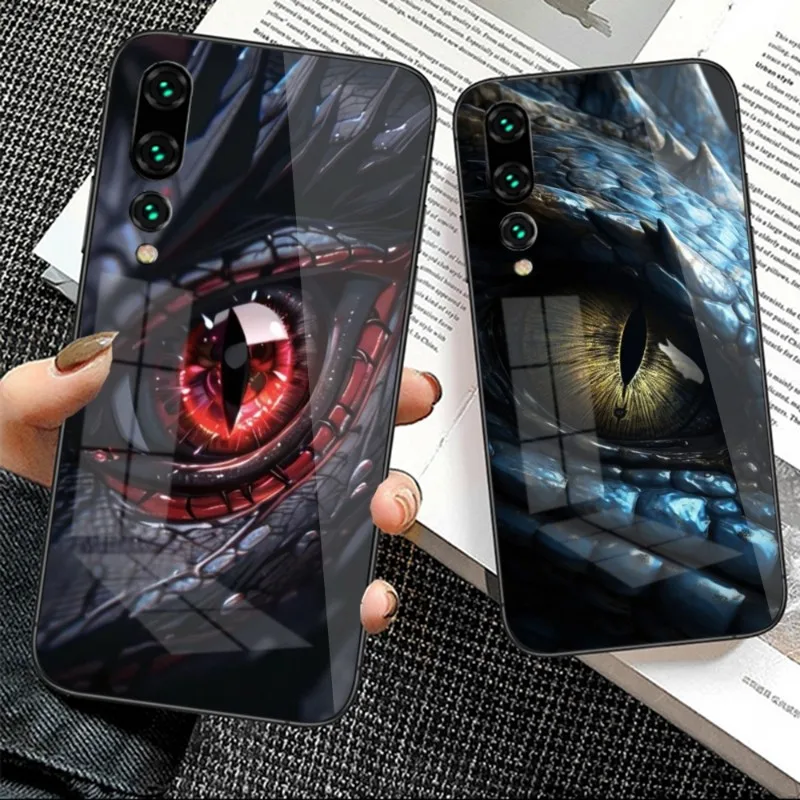 Dragon Eye Smart Phone Case for Huawei P50 P40 P30 P20 Pro Mate 40 30 20 Pro Nova 9 8 7 PC Glass Phone Cover Funda