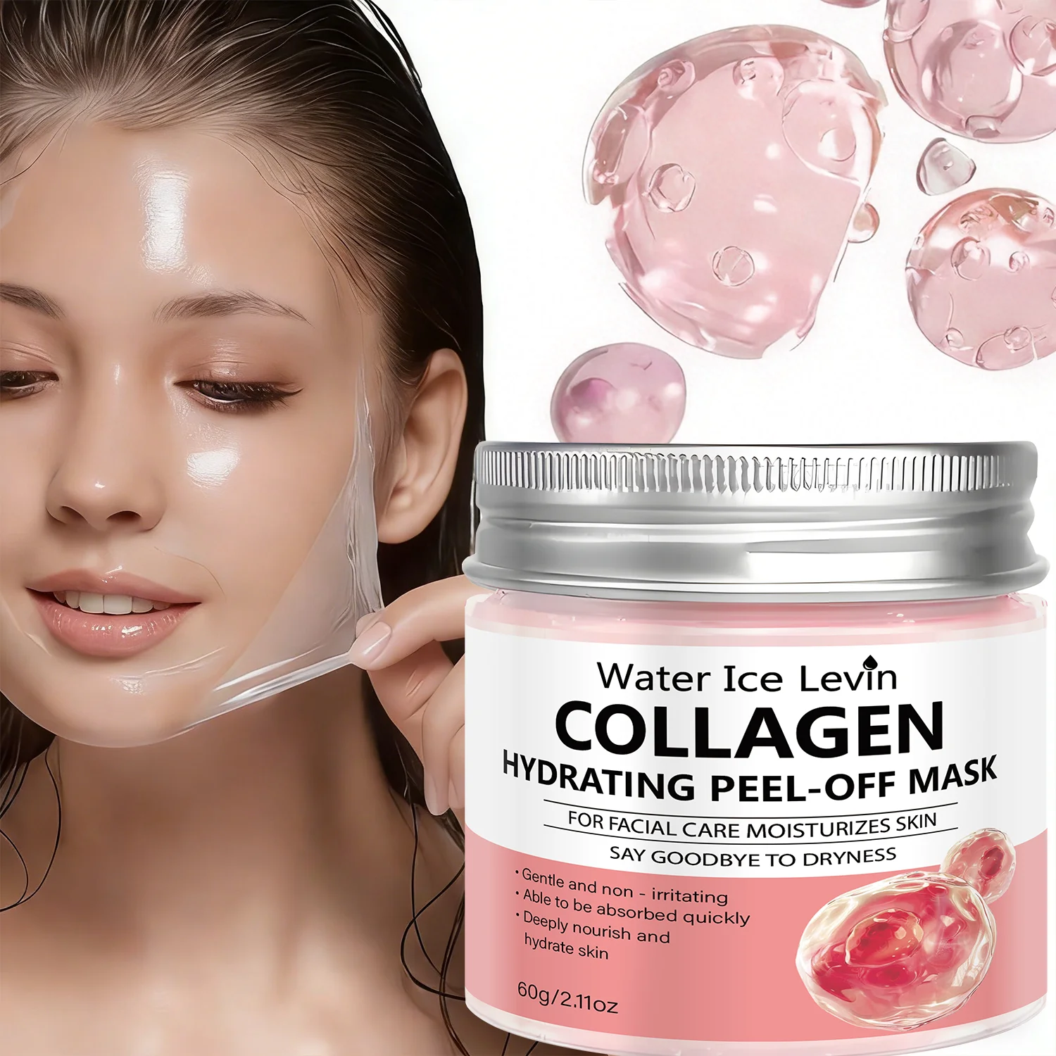 mascara-facial-peel-off-de-Acido-salicilico-e-colageno-water-ice-levin-hidratante-suave-nao-irritante-e-nutricao-profunda-para-cuidados-faciais