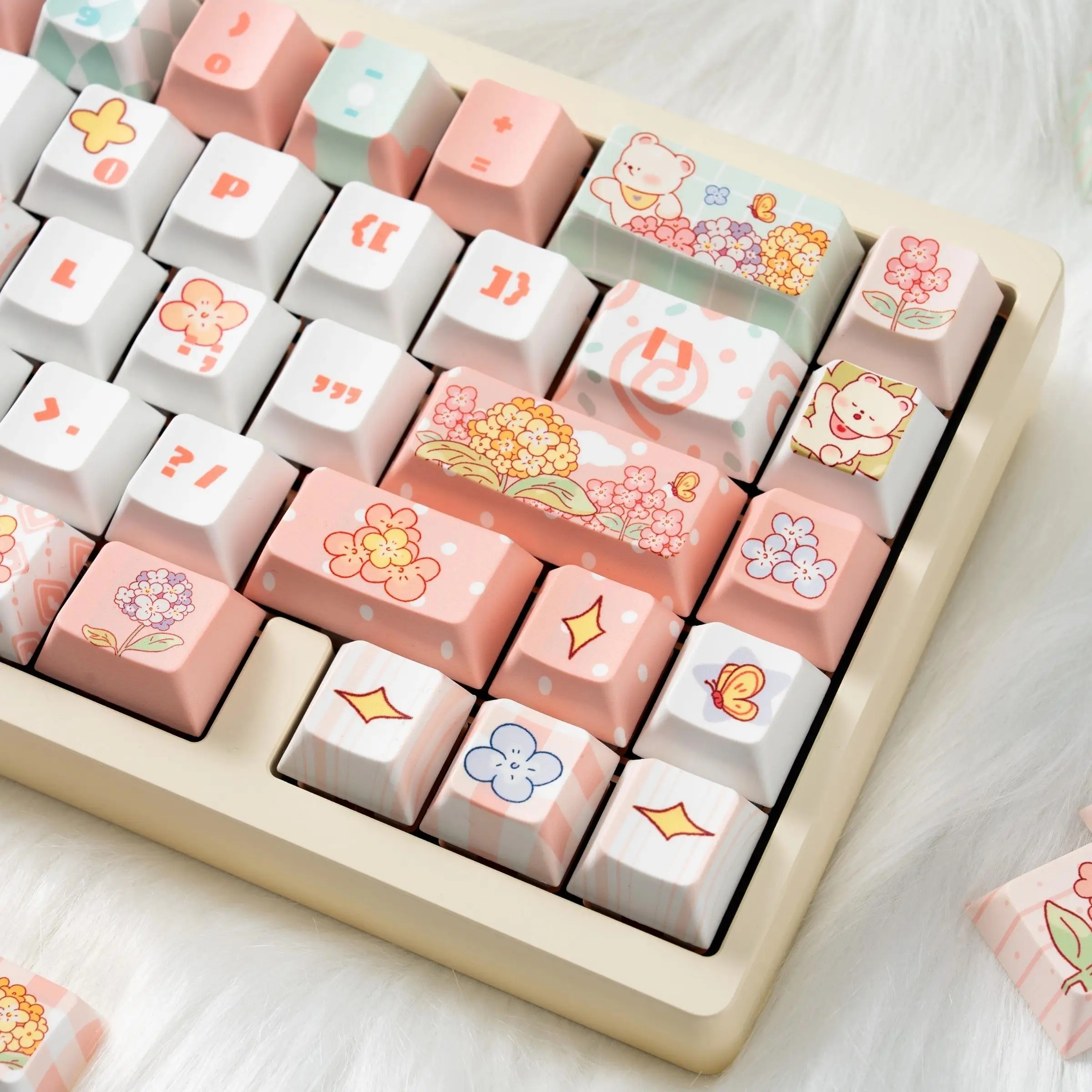 Original PBT Keycaps Cherry Profiled Heat Rise Customized Keyboard Caps Suitable for MX Switch Ansi Alice Layout Keyboard Kit