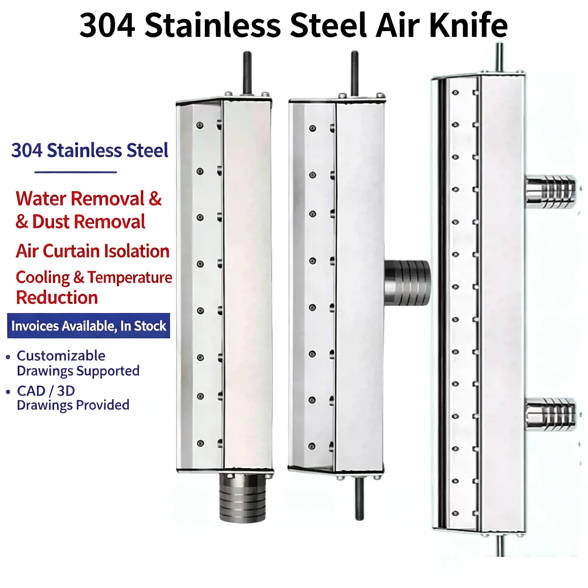 Knife for Dust Removal Drive Conveyor Belt Assembly Line Drying And Cleaning 304 Stainless Steel Hot-Air Blower Air