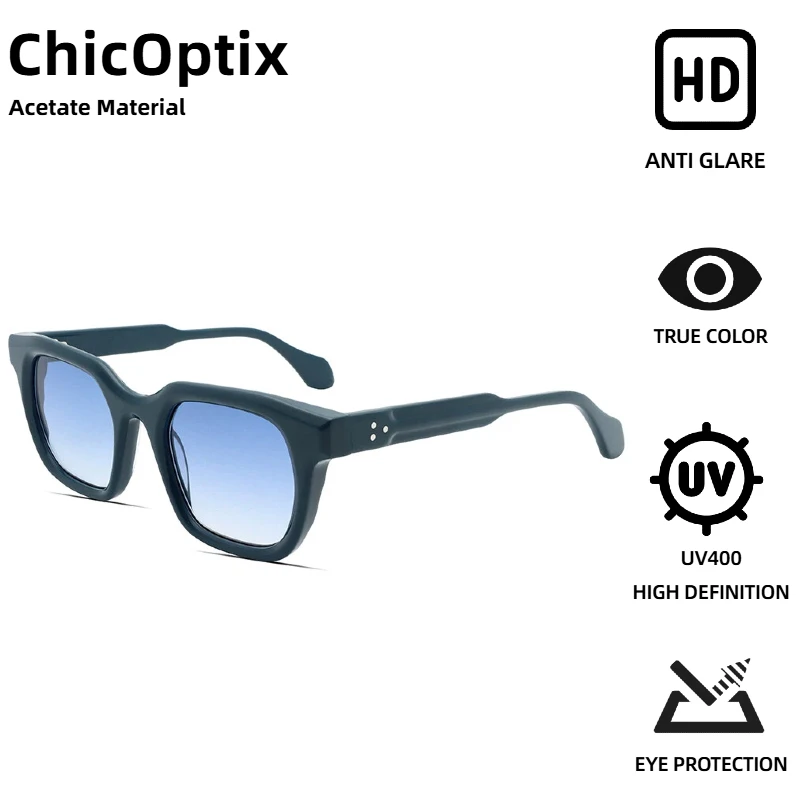 

Винтажные прямоугольные солнцезащитные очки ChicOptix ручной работы из ацетата UV400 для мужчин и женщин — идеально подходят для отпуска и повседневной носки
