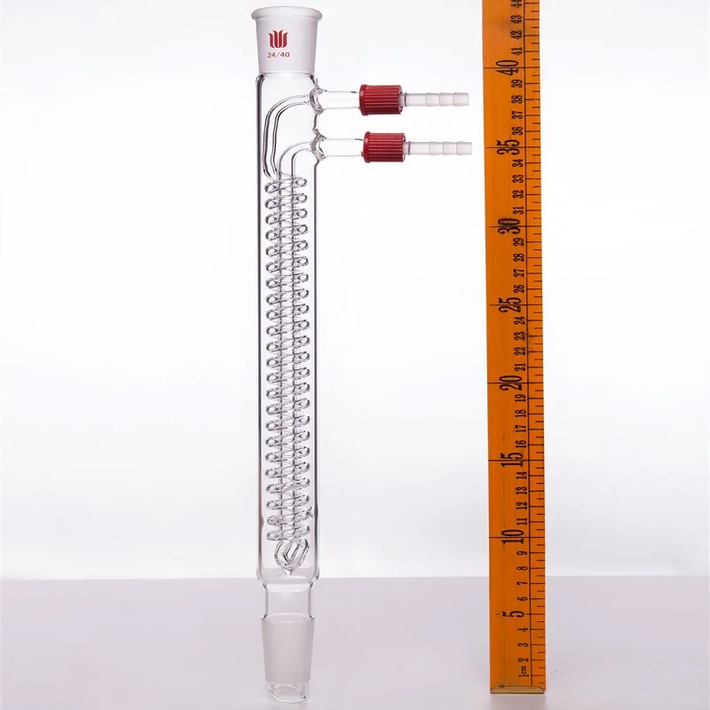 

SYNTHWARE Serpentine reflux condenser, 14/20 19/22 24/40, E.L. 100mm-275mm, φ 8mm detachable small nozzle, Borosilicate glass