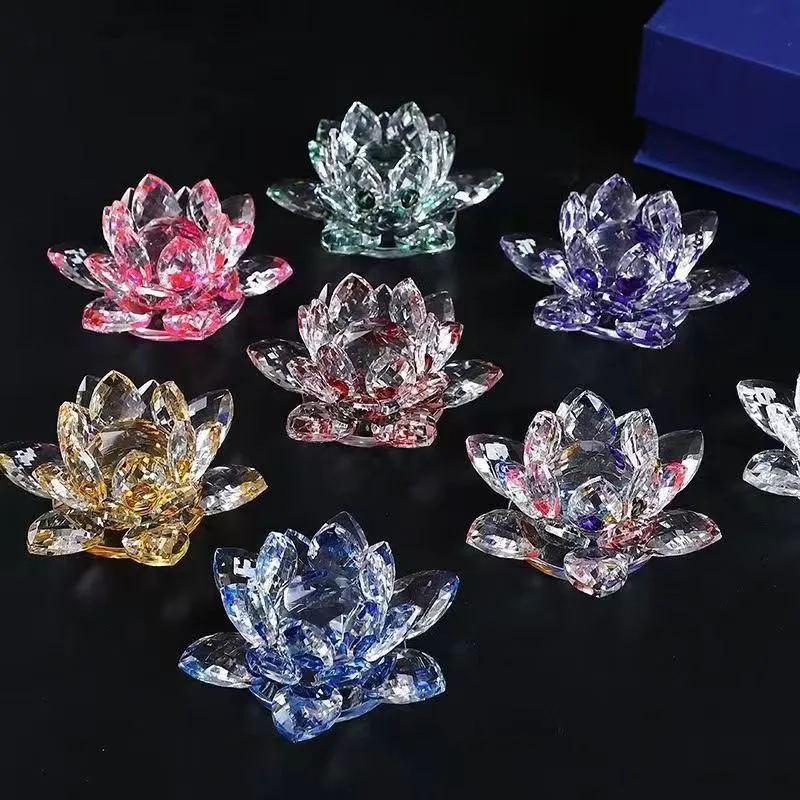 

Crystal Lotus flower Figurines, Glass Lotus Flower Ornaments for Holiday， Ideal Crystal Lotus Flowers Figurines