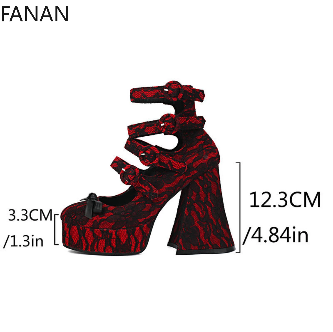 Sexy Mary Jane Lolita Shoes for Women High Heels Cute Bow Round Toe Chunky Heel Shallow Mouth Pumps  Red Pumps