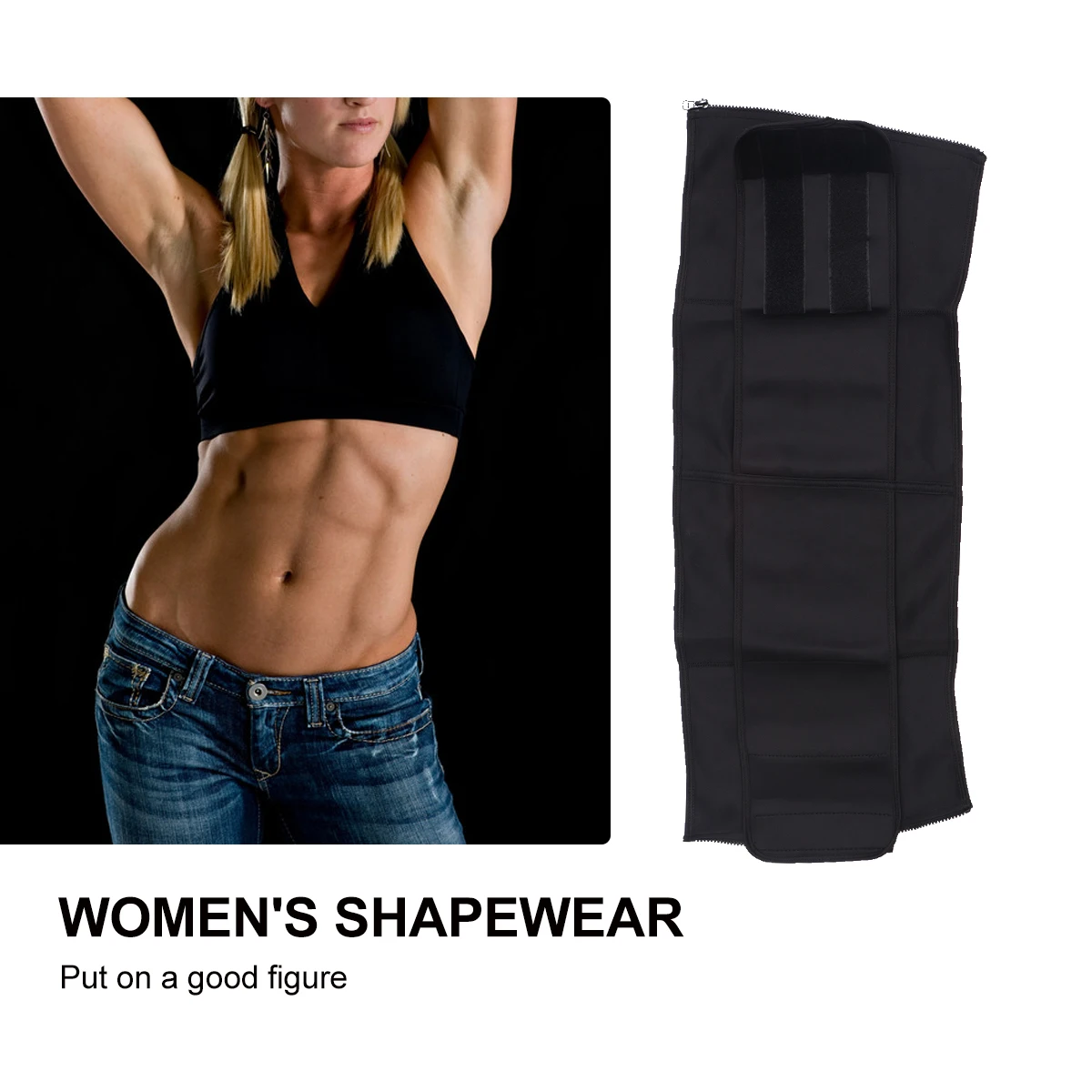 

1pc Women'S Zipper Waist Trimmer Belt Slimming Fitness Tummy Corset Support Belt For Gym Park Use Black Xl Size