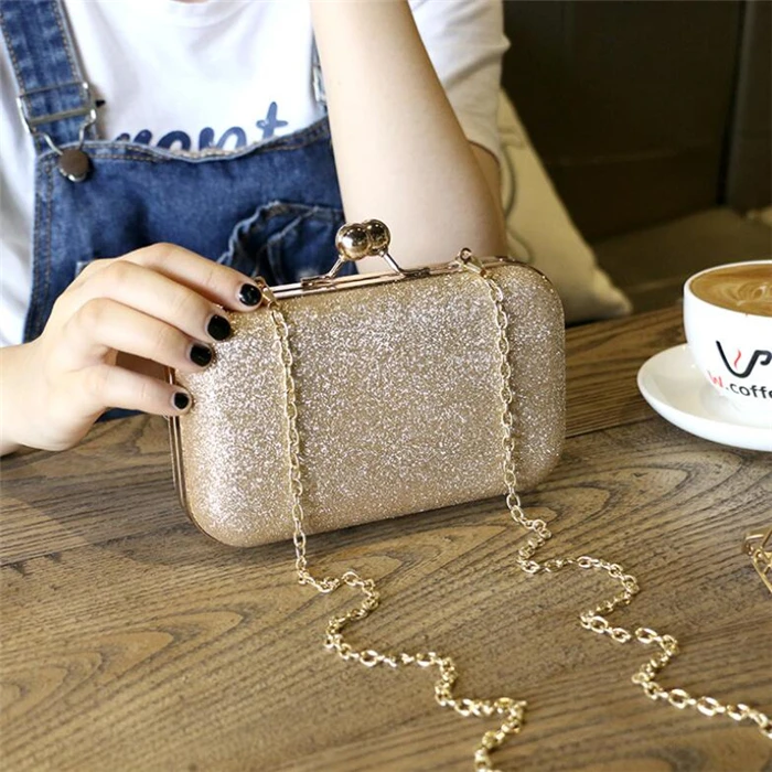 

Famous Designer Gold Shining Bling Clutch Purse Crossbody Ladies Pu Evening Bag Purse