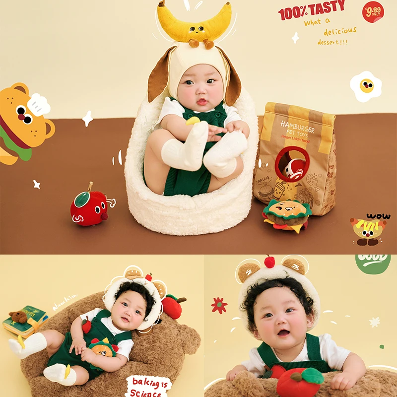 

4 Pieces Baby Fashion Autumn Outfit Newborn Photography Props Baby Clothing+Socks+Hat+Decoration 3-4 Month Adorable Baby Costume